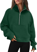 Load image into Gallery viewer, AM Eq - Cropped Quarter Zip Sweatshirt
