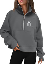 Load image into Gallery viewer, RHES - Cropped Quarter Zip Sweatshirt

