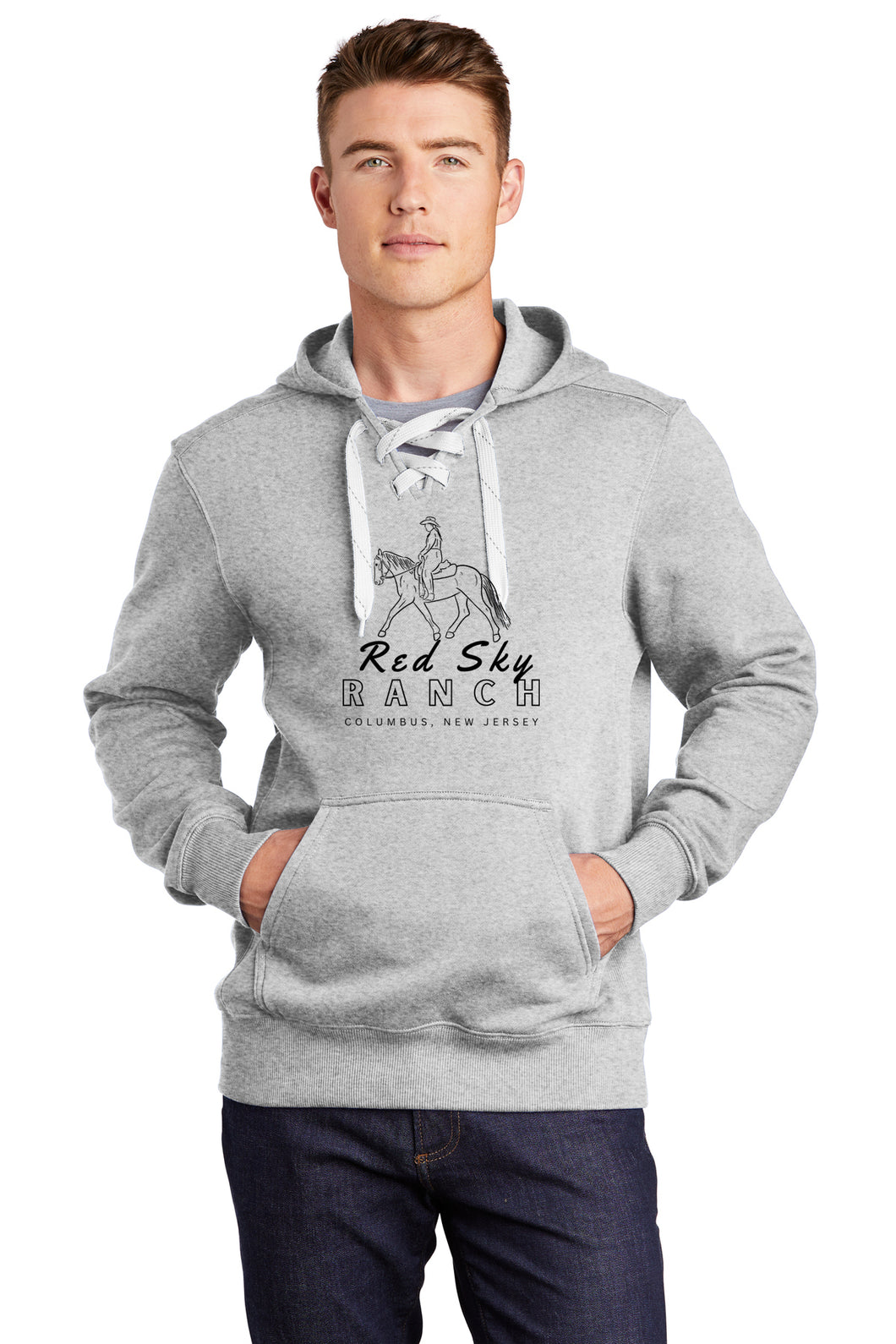 Red Sky Ranch- OUTLINE LOGO- Sport Tek- Lace Up Pullover Hooded Sweatshirt