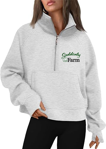 Suddenly Farm - Cropped Quarter Zip Sweatshirt