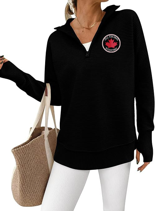 JTE - GIDC- Womens Quarter Zip Ribbed Pullover
