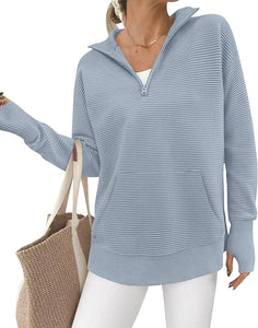 IEB- GIDC- Womens Quarter Zip Ribbed Pullover