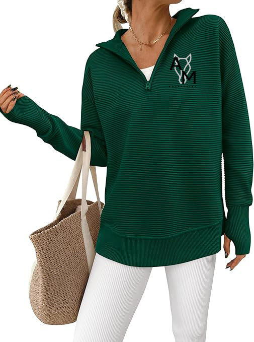 AM Eq- GIDC- Womens Quarter Zip Ribbed Pullover