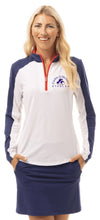 Load image into Gallery viewer, COM Stables -Sansoleil- Long Sleeve Sun Shirt- Navy/White/Red
