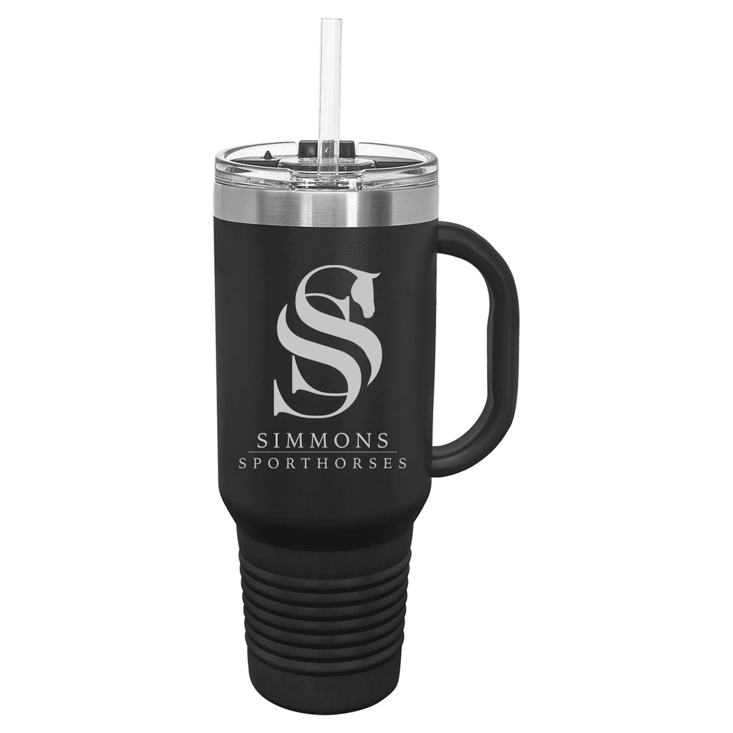 Simmons Sporthorses- Laser Engraved- 40 Oz Insulated Tumbler with Handle