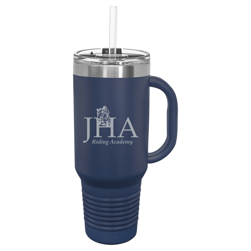JHA Riding Academy - Laser Engraved- 40 Oz Insulated Tumbler with Handle