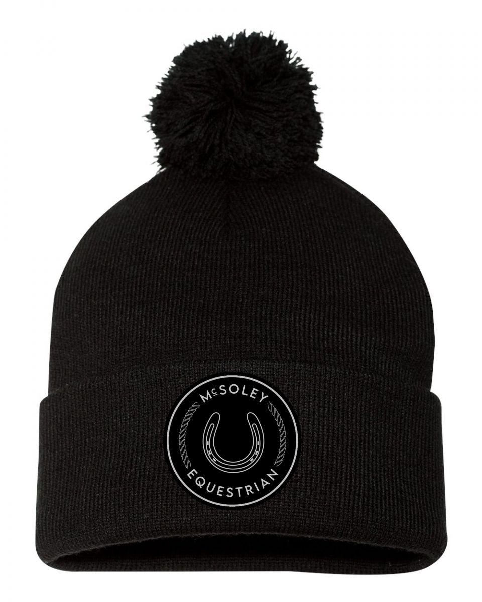 McSoley Equestrian- Leather Patch- Winter Pom Hat