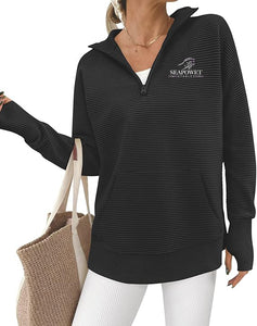 Seapowet Stables - GIDC- Womens Quarter Zip Ribbed Pullover
