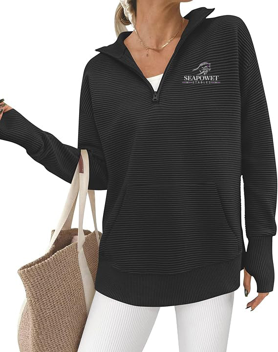 Seapowet Stables - GIDC- Womens Quarter Zip Ribbed Pullover