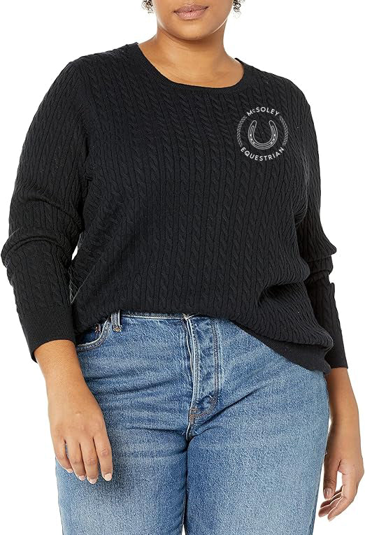 McSoley Equestrian - GIDC- Women's Essential Lightweight Long-Sleeve Cable Crewneck Sweater