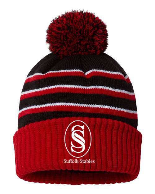 Suffolk Stables- Striped Pom Hat