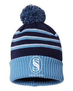 Suffolk Stables- Striped Pom Hat