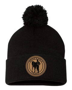 AHPF Outline- Leather Patch- Winter Hat with Pom
