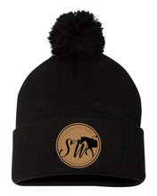 Load image into Gallery viewer, SWP- Leather Patch- Winter Hat with Pom
