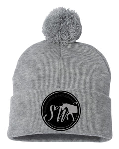 SWP- Leather Patch- Winter Hat with Pom