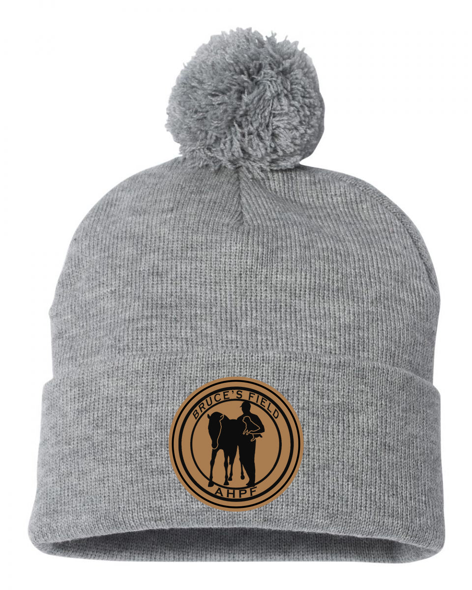AHPF Outline- Leather Patch- Winter Hat with Pom